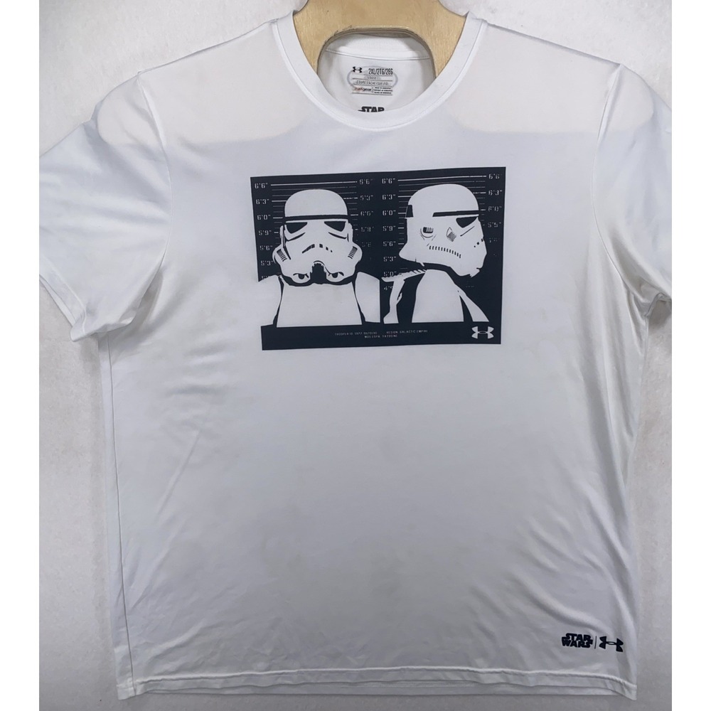 Star Wars Stormtrooper Shirt Men 2XL White Under Armour Mugshot Galactic Empire